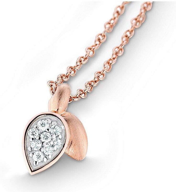 Quinn - Halsketting - Roze Goud - 585/- 14 Karaat - Druppelvorm - Mat/Gepolijst