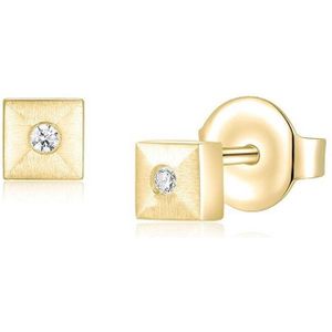 Quinn - Oorknoppen - Goud - 585/- 14 Karaat - Vierkant - Mat/Gepolijst