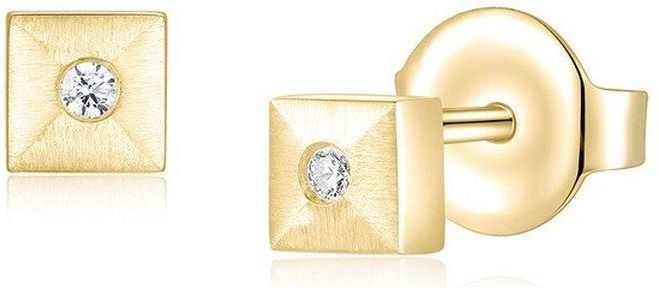 Quinn - Oorknoppen - Goud - 585/- 14 Karaat - Vierkant - Mat/Gepolijst