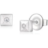 Quinn - Oorknoppen - Witgoud - 585/- 14 Karaat - Vierkant - Mat/Gepolijst