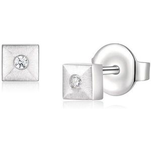 Quinn - Oorknoppen - Witgoud - 585/- 14 Karaat - Vierkant - Mat/Gepolijst