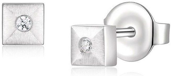 Quinn - Oorknoppen - Witgoud - 585/- 14 Karaat - Vierkant - Mat/Gepolijst