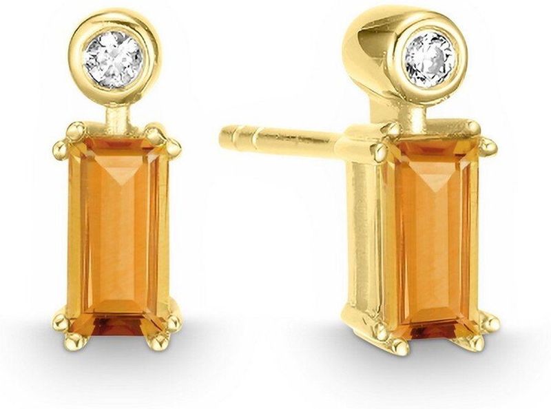 Quinn - Oorknoppen - Goud - 585/- 14 Karaat - Citrien