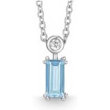 Quinn - Halsketting - Witgoud - 585/- 14 Karaat - Aquamarijn