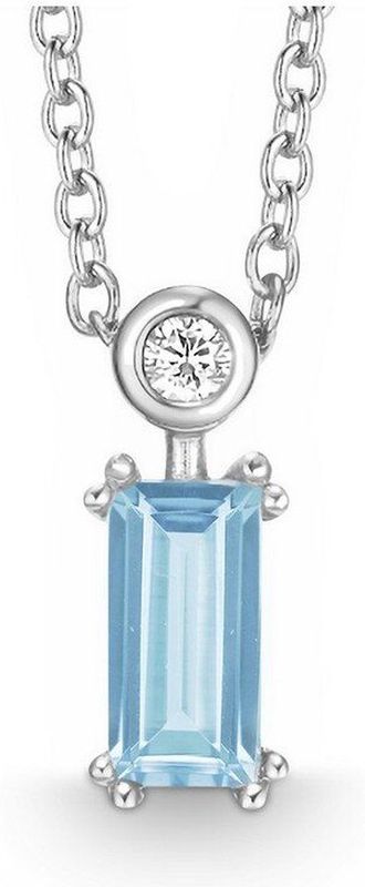 Quinn - Halsketting - Witgoud - 585/- 14 Karaat - Aquamarijn