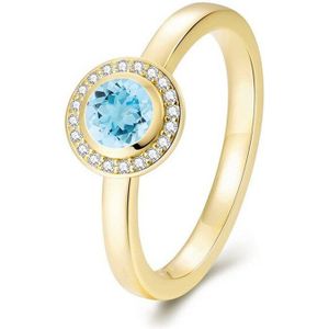 Quinn - Ringen - Goud - 585/- 14 Karaat - Blauwe Topaas - Ø 5mm