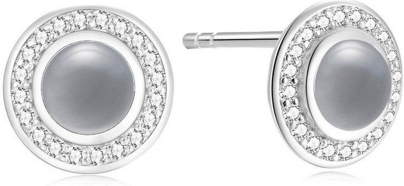 Quinn - Oorknopjes - Witgoud - 585/- 14 Karaat - Maansteen - Ø 5mm