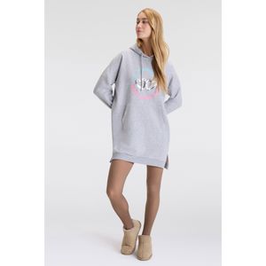 Zwillingsherz Sweatkleid "Love Yourself More" mit Kapuze, Taschen, Front und Backmotiv und Pailletten