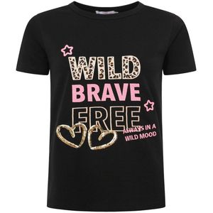 Zwillingsherz T-Shirt »""Wild Brave Free""«, mit Pailletten Herzen, Stickerei und Leodetails