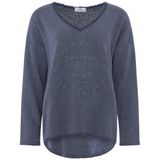 Zwillingsherz Sweatshirt "Positive Mind" mit V-Ausschnitt im used Look und Stempeldruck