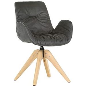 Stylefurniture fauteuil, draaibaar, eiken, antraciet, B60 T60 H84