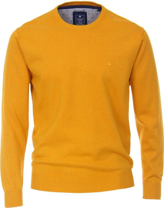 Redmond Casual Trui ronde hals geel, Effen