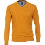 Redmond heren trui katoen - V-hals - okergeel melange