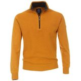 Redmond heren schipperstrui katoen - met rits - okergeel structuur