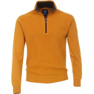 Redmond heren schipperstrui katoen - met rits - okergeel structuur