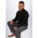 Redmond heren schipperstrui katoen met rits - zwart structuur - Maat: S