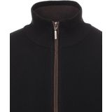 Redmond heren schipperstrui katoen met rits - zwart structuur - Maat: S