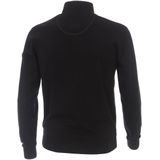 Redmond heren schipperstrui katoen met rits - zwart structuur - Maat: S