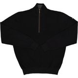 Redmond heren schipperstrui katoen met rits - zwart structuur - Maat: S