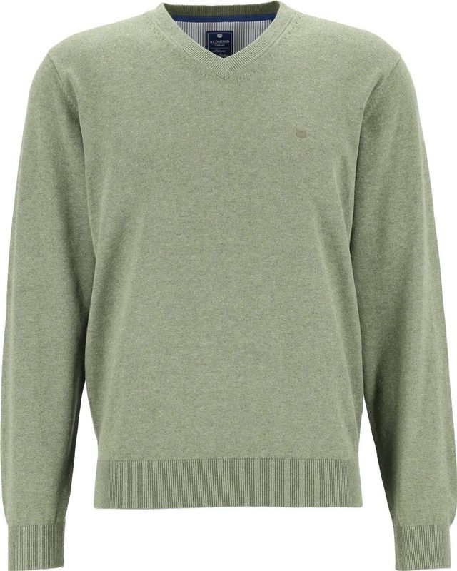 Redmond - Heren Trui - Groen - Katoen - V-hals