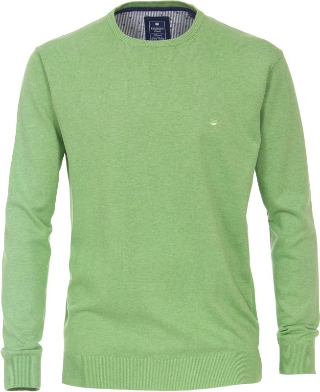 Redmond - Heren Trui - Groen - 100% Katoen - Licht Getailleerd