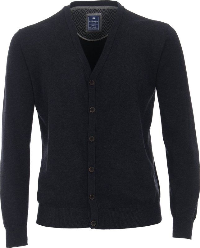 Redmond - Heren Vest - Blauw - Katoen - V-hals - Middeldik