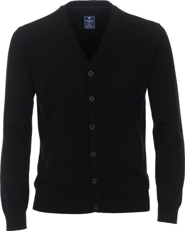 Redmond - Vest - Zwart - Katoen - V-hals - Middeldik