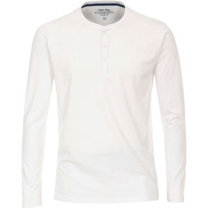 Redmond - Regular Fit T-shirt - Wit - 100% Katoen - Lange Mouw met Knoopsluiting
