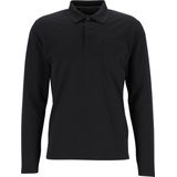 Redmond regular fit polo lange mouw - zwart melange