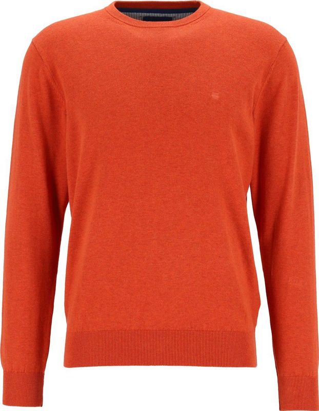 Redmond - Heren Trui - Oranje - 100% Katoen - Licht Getailleerd