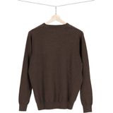 Redmond heren trui katoen - O-hals - donker bruin