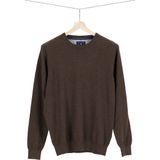 Redmond heren trui katoen - O-hals - donker bruin