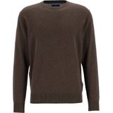 Redmond heren trui katoen - O-hals - donker bruin