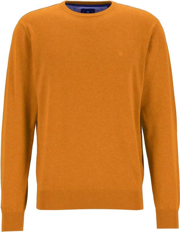 Redmond - Heren Trui - Okergeel - Katoen - Normaal Licht Getailleerd