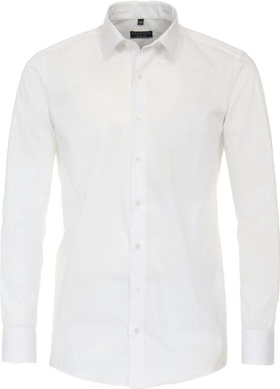 Redmond - Slim Fit - Overhemd - Wit - 100% Katoen - Strijkvriendelijk - Boordmaat: 35 - 36