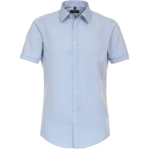 Redmond - Slim Fit - Overhemd - Blauw - Katoen, Korte Mouwen, Strijkvriendelijk, Boordmaat: 45-46
