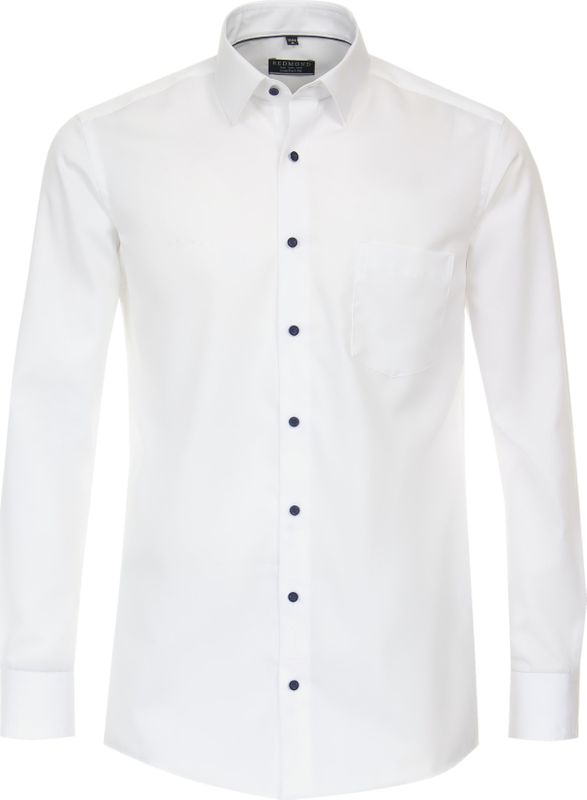 Redmond - Comfort Fit Overhemd - Wit - Popeline - Strijkvriendelijk