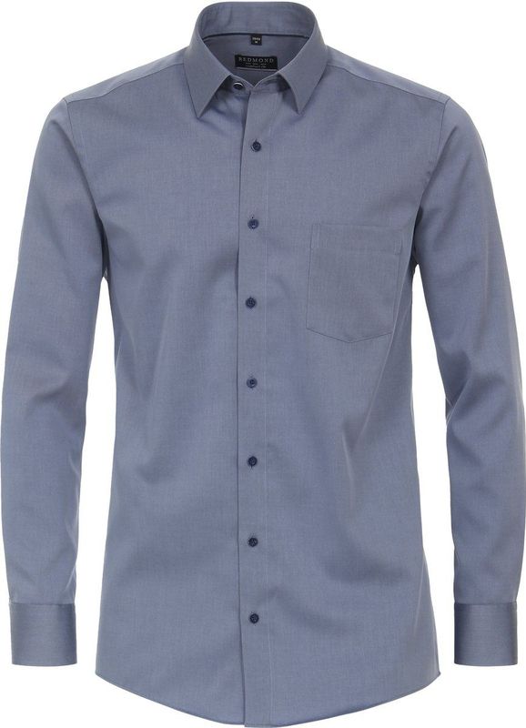 Redmond - Comfort Fit Overhemd - Blauw - Poplin - Lange Mouwen