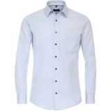 Overhemd - Blauw Effen - 100% Katoen - Kent Kraag - Lange Mouwen