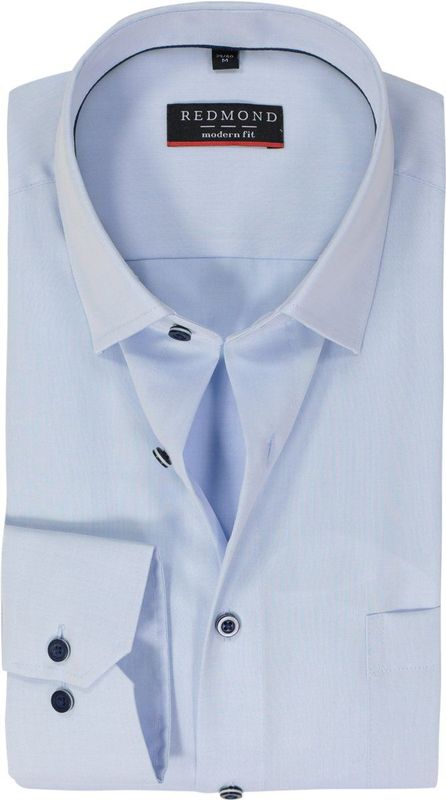 Overhemd - Blauw Effen - 100% Katoen - Kent Kraag - Lange Mouwen