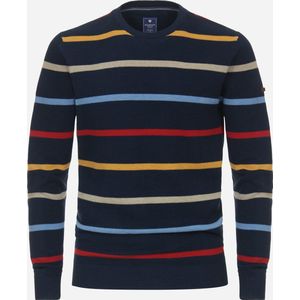Redmond heren trui katoen, O-hals, blauw dessin (middeldik)