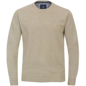 Redmond - Heren Trui - Beige - Katoen - O-hals - Middeldik