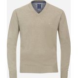 Redmond - Heren Trui - Beige - V-hals - Katoen - Middeldik