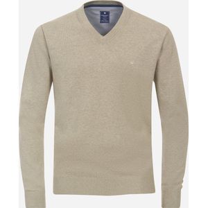 Redmond - Heren Trui - Beige - V-hals - Katoen - Middeldik