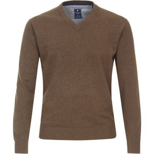 Redmond - Heren Trui - Bruin - V-hals - Katoen - Middeldik