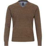 Redmond - Heren Trui - Bruin - V-hals - Katoen - Middeldik