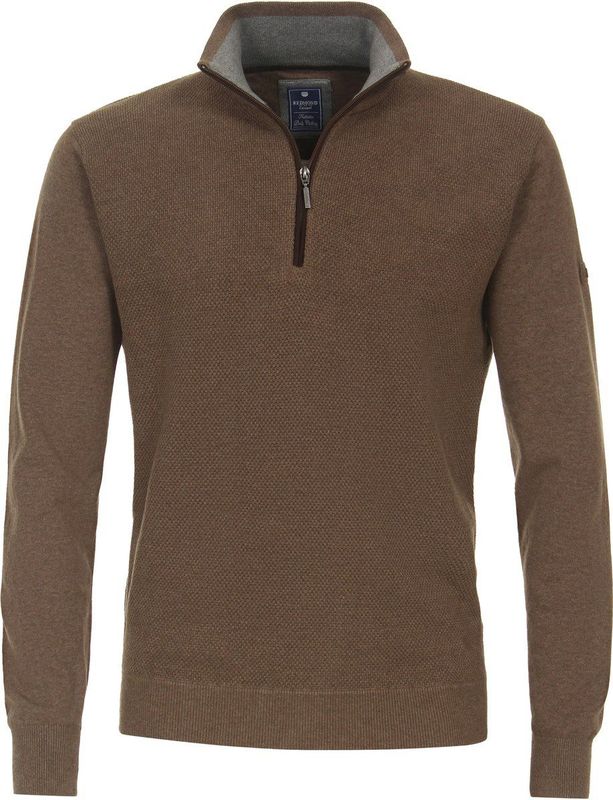 Redmond - Schipperstrui - Bruin - Katoen - Opstaande Kraag