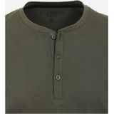 Redmond regular fit T-shirt, lange mouw O-hals met knoopsluiting, groen