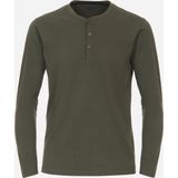 Redmond regular fit T-shirt, lange mouw O-hals met knoopsluiting, groen
