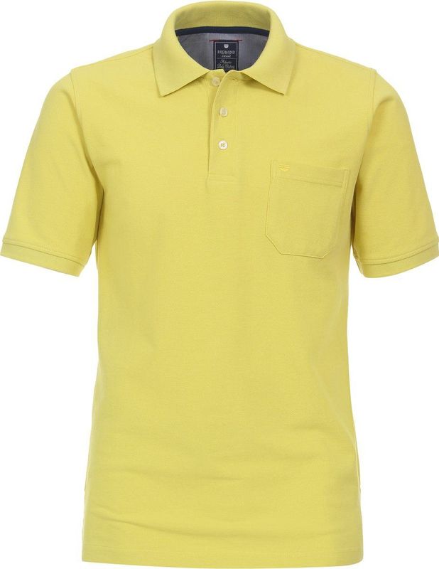 Redmond regular fit heren polo, pique, geel